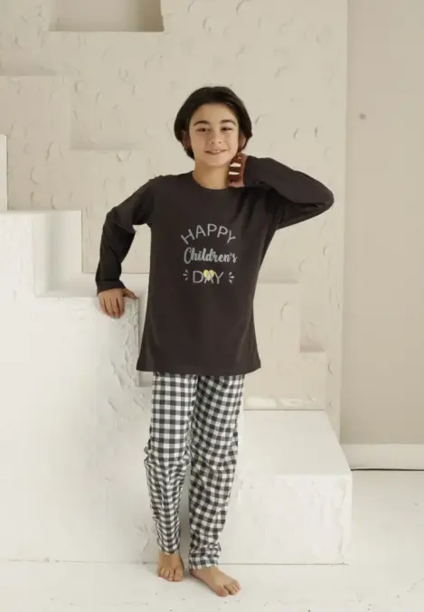 Pijama Băieți cu Mânecă Lungă si Pantaloni Lungi, Imprimeu Happy Children's Day,Engros